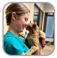 Volunteer and Cat